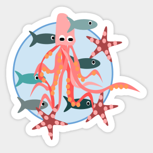 Octopus, in his element, pattern Sticker